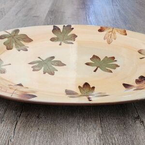 Pottery Barn Harvest Leaf Platter Autumn Thanksgiving Tray Serving Dish